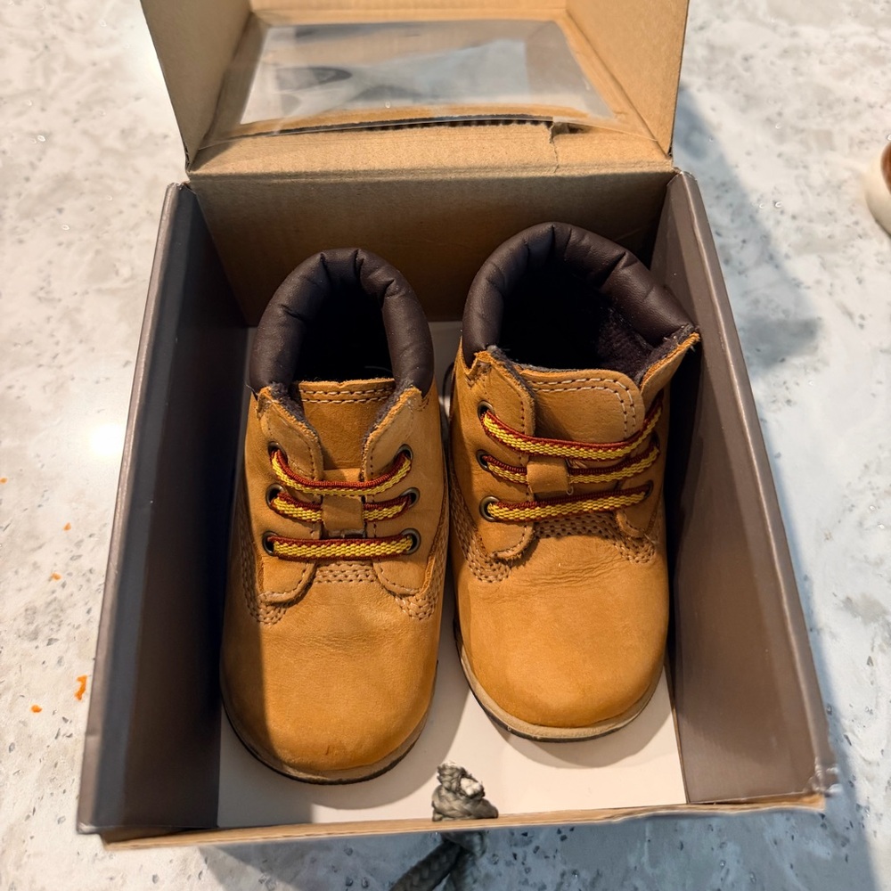 Timberland Tan Kids Boots with Black Accents
